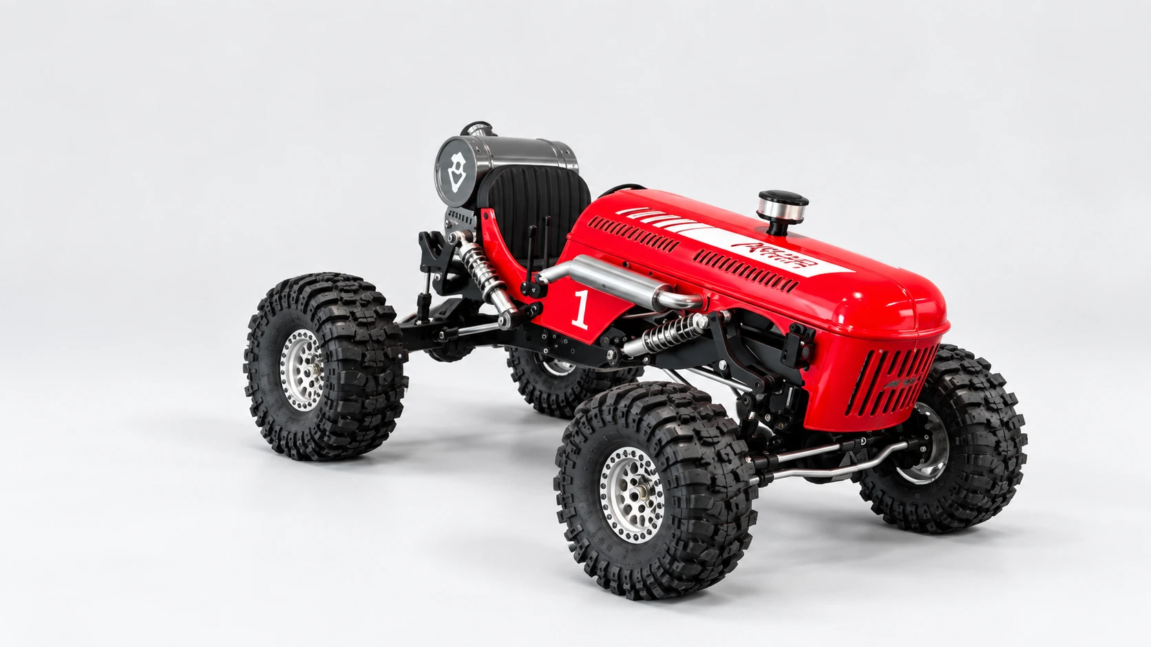 Studio visualization of the red RC-01 remote-controlled vehicle
